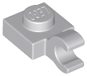 Light Bluish Gray Plate, Modified 1 x 1 with Open O Clip (Horizontal Grip)