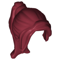 Dark Red Minifigure, Hair Female Ponytail Long with Side Bangs