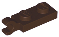 Dark Brown Plate, Modified 1 x 2 with Clip on End (Horizontal Grip)