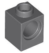 Dark Bluish Gray Technic, Brick 1 x 1 with Hole