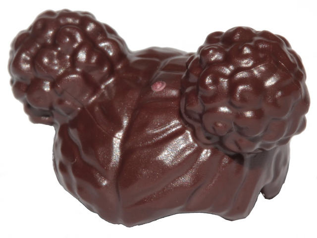 Dark Brown Minifigure, Hair Female, Parted in Middle with 2 Space Buns on Top