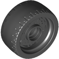 Black Wheel 24 x 12 with Pin Hole with Molded Black Hard Rubber Tire Pattern