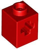 Red Technic, Brick 1 x 1 with Axle Hole