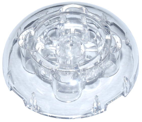 Trans-Clear Brick, Round 4 x 4 Dome Top with 2 x 2 Recessed Center