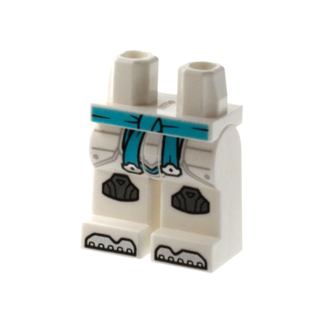 White Hips and Legs with Medium Azure Sash, Pearl Dark Gray Knee Pads, Silver Toes Pattern