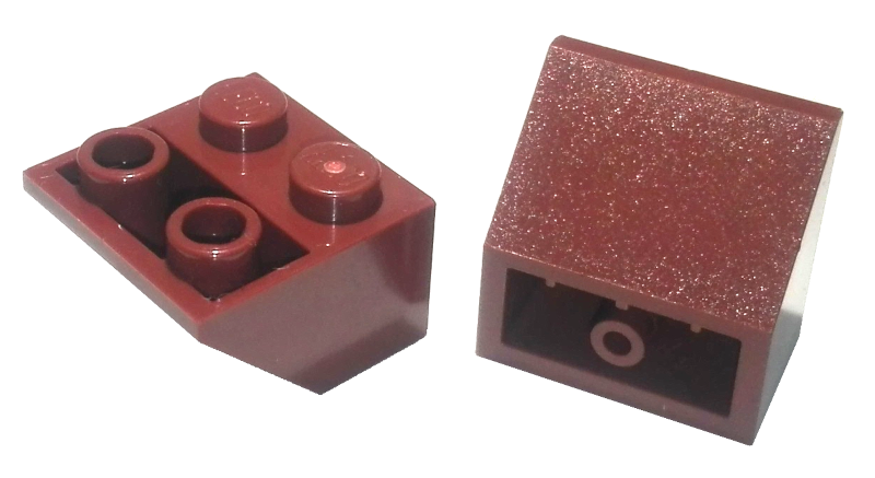 Reddish Brown Slope, Inverted 45 2 x 2 with Hollow Round Bottom Tube