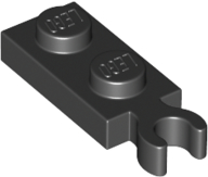Black Plate, Modified 1 x 2 with Clip on End (Vertical Grip)