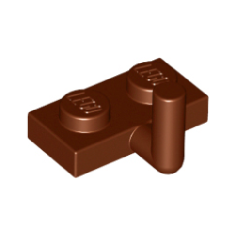 Reddish Brown Plate, Modified 1 x 2 with Bar Arm Up (Horizontal Arm 5mm)