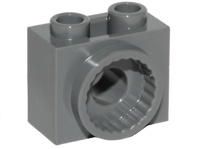 Dark Bluish Gray Technic, Brick Modified 1 x 2 x 1 1/3 with Rotation Joint Socket