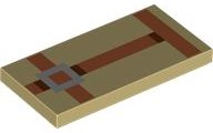 Tan Tile 2 x 4 with Pixelated Dark Orange Straps and Silver Buckle Pattern (Minecraft Camel Harness)