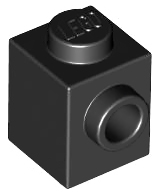 Black Brick, Modified 1 x 1 with Stud on Side