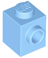 Bright Light Blue Brick, Modified 1 x 1 with Stud on Side