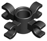 Black Technic, Pin Connector Round with 4 Clips (Horizontal Grip)