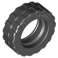 Black Tire 17.5mm D. x 6mm with Shallow Staggered Treads - Band Around Center of Tread