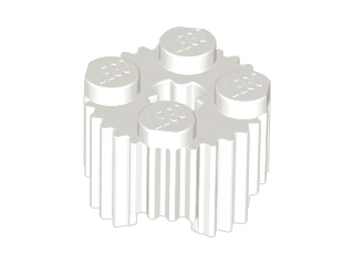 White Brick, Round 2 x 2 with Axle Hole and Grille / Fluted Profile