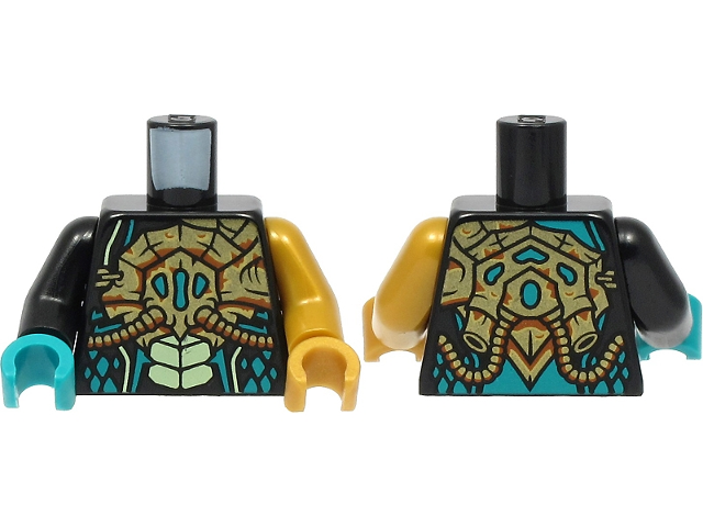 Black Torso Gold Breathing Apparatus, Yellowish Green Scales Pattern / Pearl Gold Arm Left / Black Arm Right / Pearl Gold Hand Left / Dark Turquoise Hand Right