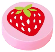 Bright Pink Tile, Round 1 x 1 with Strawberry Pattern