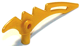 Pearl Gold Minifigure, Weapon Crescent Blade, Serrated with Bar