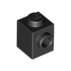 Black Brick, Modified 1 x 1 with Stud on Side