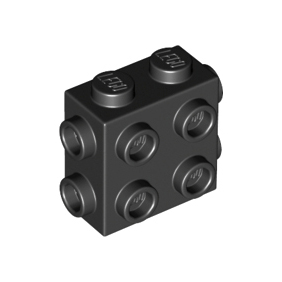 Black Brick, Modified 1 x 2 x 1 2/3 with Studs on Side and Ends