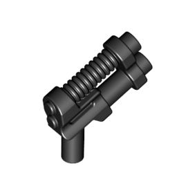 Black Minifigure, Weapon Gun, Two Barrel Pistol - 10-Rib Top Barrel