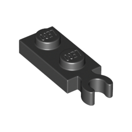 Black Plate, Modified 1 x 2 with Clip on End Vertical Grip