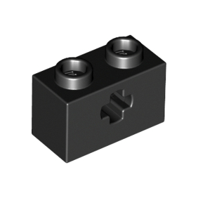 Black Technic, Brick 1 x 2 with Axle Hole