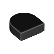 Black Tile, Round 1 x 1 Half Circle Extended