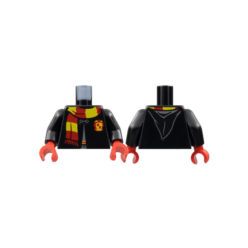 Black Torso Hogwarts Robe Clasped with Gryffindor Shield and Scarf Pattern / Black Arms / Red Hands