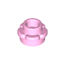 Bright Pink Plate, Round 1 x 1 with Flower Edge 5 Petals