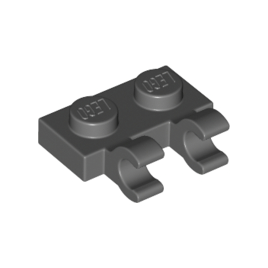 Dark Bluish Gray Plate, Modified 1 x 2 with 2 Open O Clips Horizontal Grip