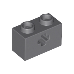 Dark Bluish Gray Technic, Brick 1 x 2 with Axle Hole
