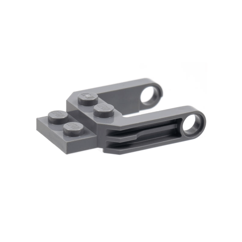 Dark Bluish Gray Vehicle, Base 2 x 2 x 2/3 Wheel Fork with 2 Arms and Pin Holes