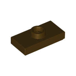 Dark Brown Plate, Modified 1 x 2 with 1 Stud with Groove and Bottom Stud Holder Jumper