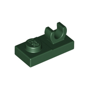 Dark Green Plate, Modified 1 x 2 with Open O Clip on Top