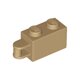Dark Tan Brick, Modified 1 x 2 with Bar Handle on End - Bar Flush with Edge