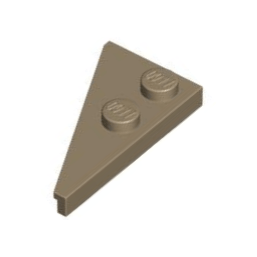 Dark Tan Wedge, Plate 4 x 2 Right, Pointed