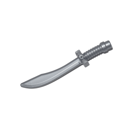 Flat Silver Minifigure, Weapon Sword, Saber / Dao Curved Blade and Hilt with Bar End
