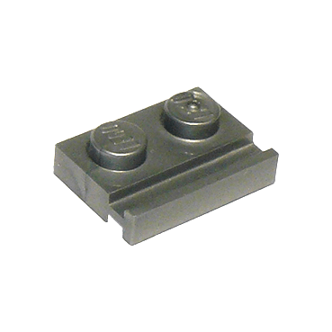 Flat Silver Plate, Modified 1 x 2 with Door Rail
