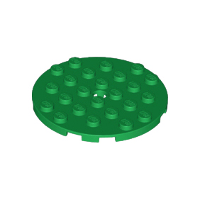 Green Plate, Round 6 x 6 with Hole
