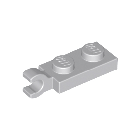 Light Bluish Gray Plate, Modified 1 x 2 with Clip on End Horizontal Grip