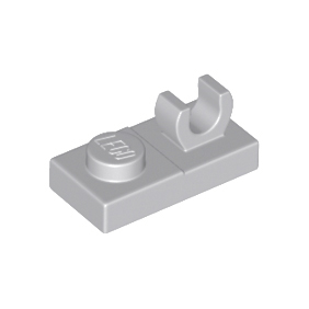 Light Bluish Gray Plate, Modified 1 x 2 with Open O Clip on Top