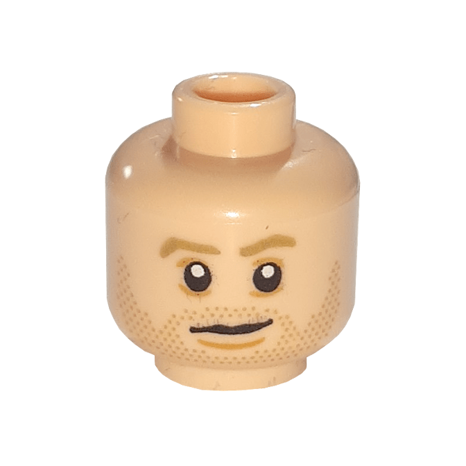 Light Nougat Minifigure, Head Dark Tan Eyebrows and Beard Stubble, Nougat Chin Dimple, Neutral Pattern