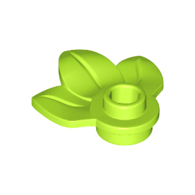 Lime Plant Plate, Round 1 x 1 with 3 Layered Leaves