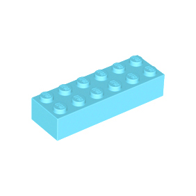 Medium Azure Brick 2 x 6