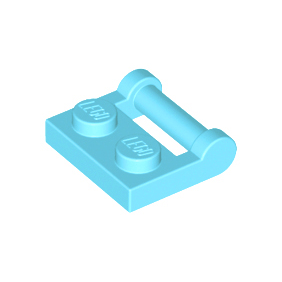 Medium Azure Plate, Modified 1 x 2 with Bar Handle on Side - Closed Ends
