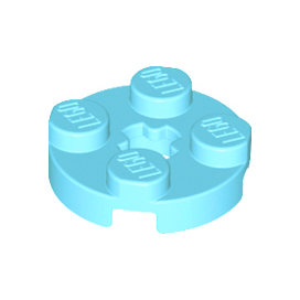 Medium Azure Plate, Round 2 x 2 with Axle Hole