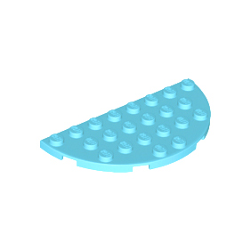 Medium Azure Plate, Round Half 4 x 8