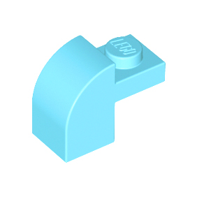 Medium Azure Slope, Curved 2 x 1 x 1 1/3 with Recessed Stud