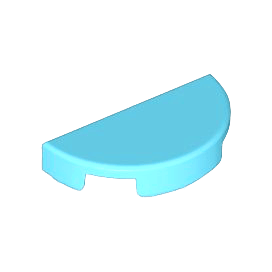 Medium Azure Tile, Round 1 x 2 Half